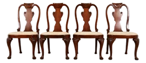 Baker Furniture Georgian Carved Mahogany Dining Chairs, Set of Four