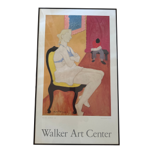 1980s Rare Vintage Milton Avery Seated Blonde Poster, Framed