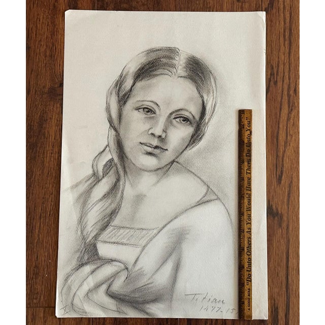 Paper Mid 20th Century Old Master Artwork Drawings: Fouquet, Dürer, Titian (Set of 5) - Unknown Artist For Sale - Image 7 of 8