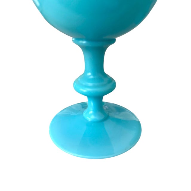 Vintage Portieux Vallerysthal Turquoise Opaline Glass Goblets, France C. 1930s-40s - Set of 5 For Sale In Los Angeles - Image 6 of 7