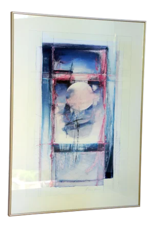 Abstract "Moonrise" Framed Mixed Media Artwork by Bruce Dow
