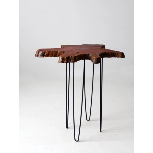 Mid Century Live Edge Wood Side Table For Sale - Image 11 of 13
