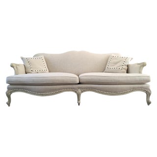 Horchow Cream-Colored Bergere Sofa For Sale