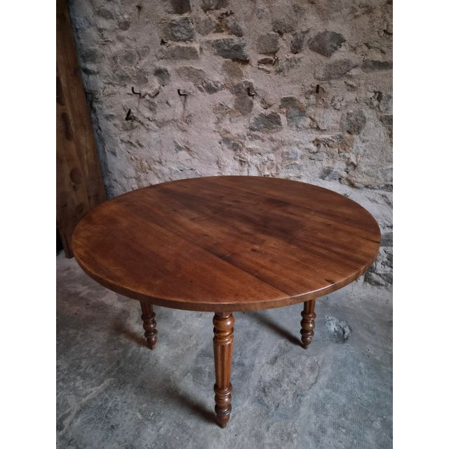 Antique French Round Walnut Dining Table, 1880s For Sale - Image 15 of 18