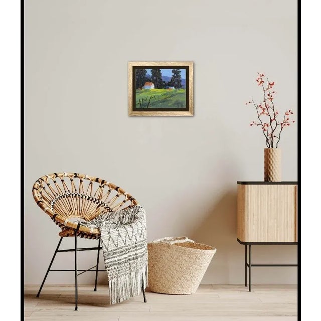 Green Mendocino Farmhouse, Modern Impressionist Oil For Sale - Image 8 of 12