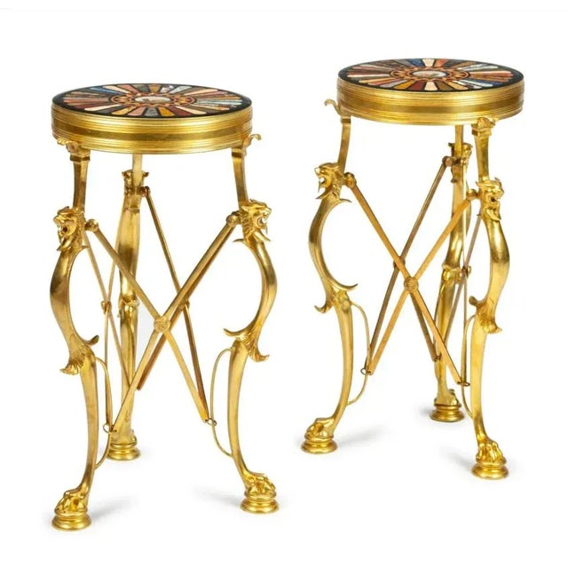 19th Century Italian Pietra Dura Topped Bronze Gueridon Tables - a Pair For Sale - Image 13 of 13