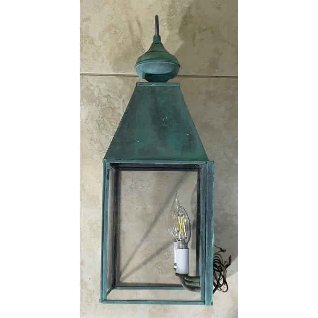 Single Solid Brass Vintage Wall Lantern 21”h X 7”.5w X 8”d For Sale - Image 14 of 14