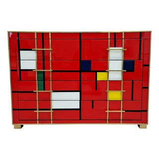 Four-Drawer Dresser in Multicolored Murano Glass, 1980s For Sale