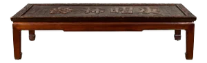 Chinese Qing Dynasty Period Shop Sign with Calligraphy Made into a Coffee Table