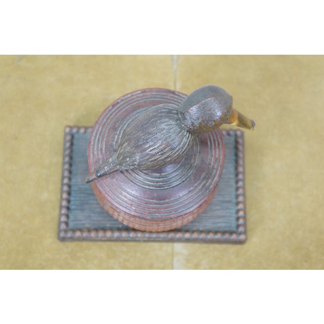 Antique Danish Carved Folk Art Hunt Pipe Bird Tobacco Keepsake Box 8" For Sale - Image 6 of 16