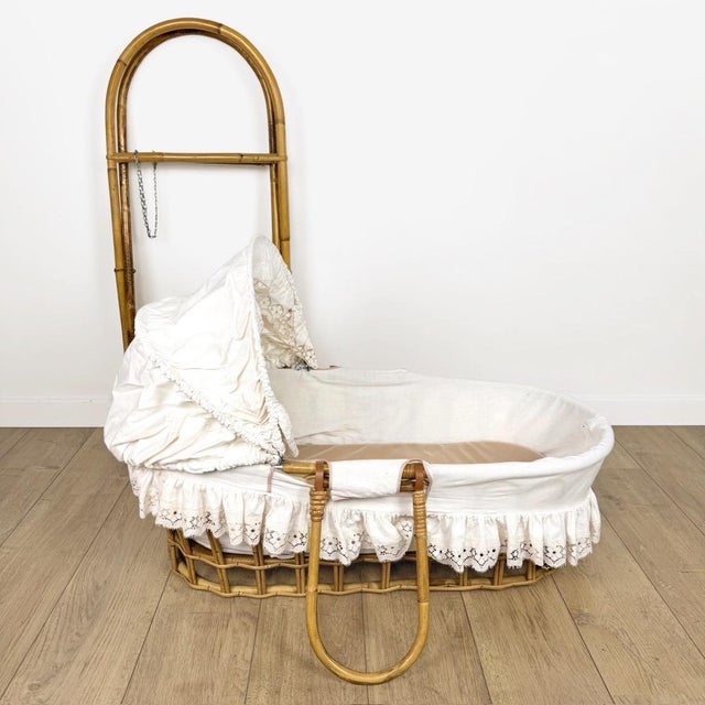 Bohemian Rattan Basket on Stand, 1970s For Sale - Image 13 of 14