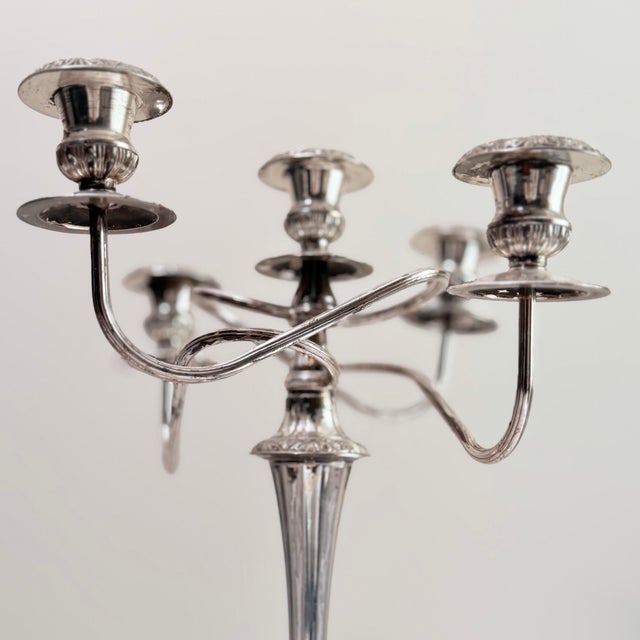 Vintage Silver Plated 5-Arm Candleabra, Art Nouveau For Sale - Image 10 of 10