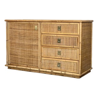 Wicker and Bamboo Sideboard by Dal Vera, 1970s For Sale