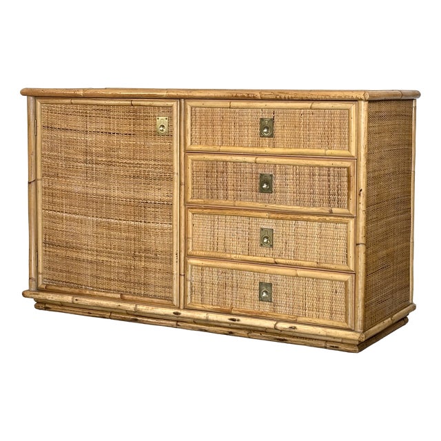 Wicker and Bamboo Sideboard by Dal Vera, 1970s For Sale