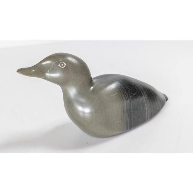 Mid-Century Native American Indian Eskimo Inuit Soapstone Carving of a Duck For Sale - Image 4 of 14