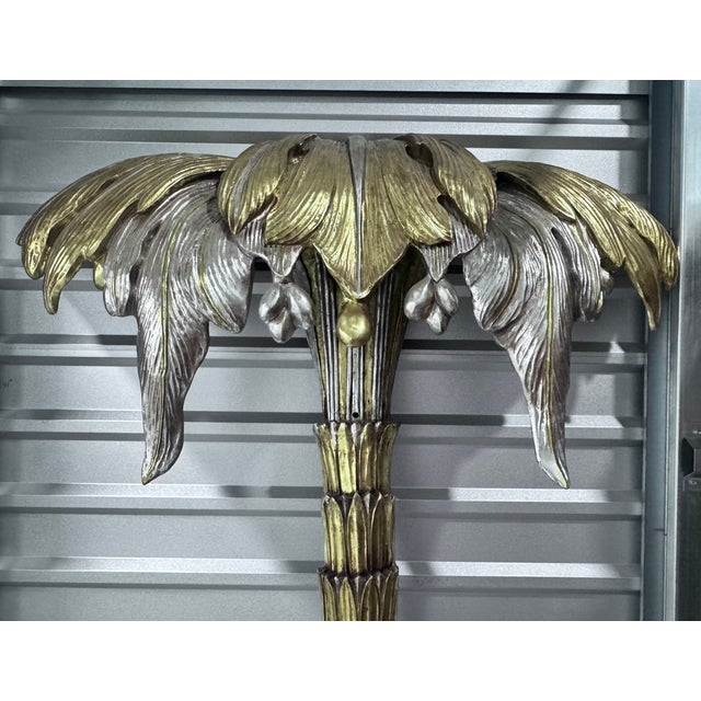 Mid 20th Century Maison Janseni Style French Palm Tree Gilt Floor Wall Sconces For Sale - Image 16 of 17