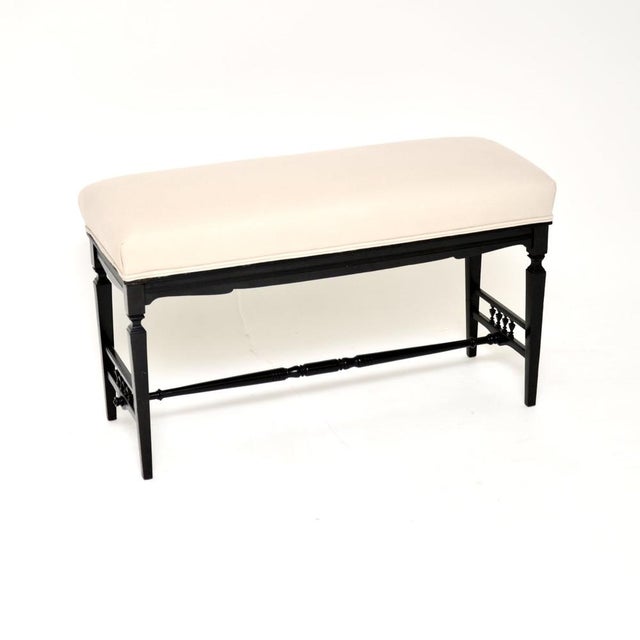 A wonderful antique Victorian ebonised stool / bench. This was made in England, it dates from around the 1890-1900 period....