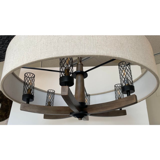 Organic Modern Linen Woodall Chandelier For Sale - Image 4 of 5