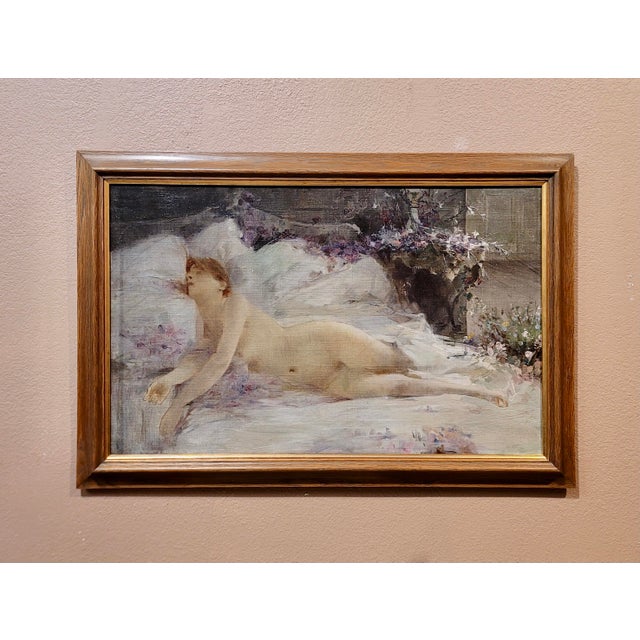 Henri Gervex-19th century Study of a Reclining Nude Female-Oil painting French Impressionist - Oil painting on canvas -...