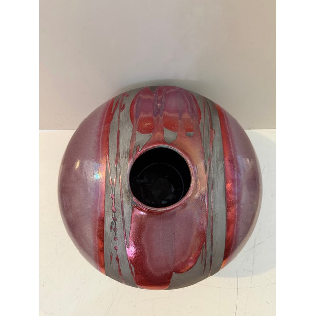 Vintage Raku Art Pottery Vessel, Signed For Sale In Miami - Image 6 of 7