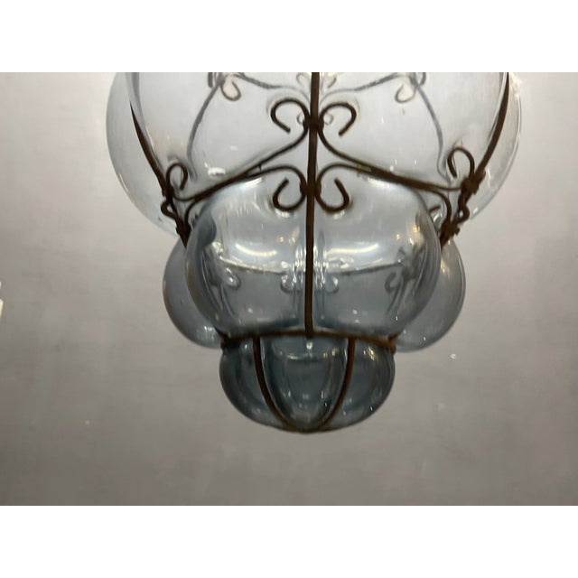 Wrought Iron Murano Glass Pendant Light, 1960s For Sale - Image 3 of 11