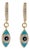 Turquoise Sparkly Evil Eye Gold Plated Earrings, A Pair For Sale