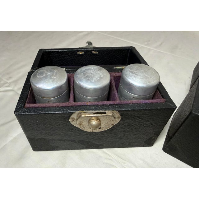 Up for sale is two sets of three antique religious Catholic holy oils stored in a hard case. The holy oils are used in...