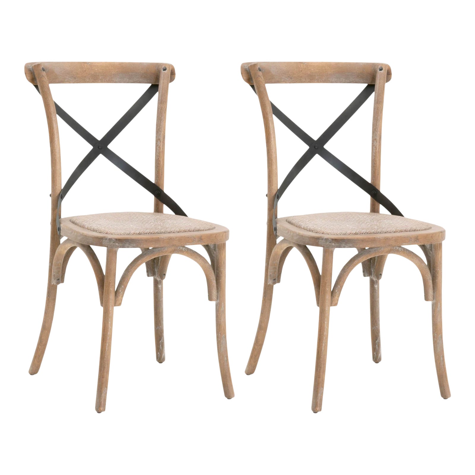 Grove Oak & Cane Dining Chairs, Set of 2 Chairish