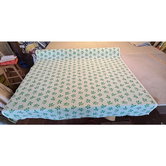 34 yards feuille de chene collection papier peints Mauny impression tissus decrocq Paris fabric featuring mint green...