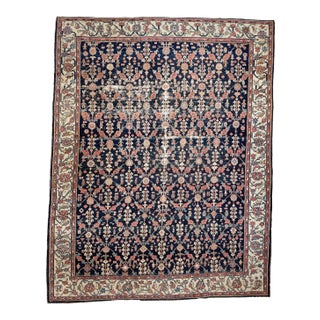 Antique Lattice Design Bordered Rug, 9.11 x 12.6 For Sale