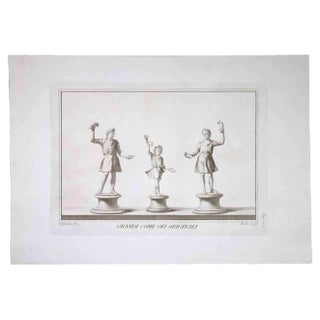 Carlo Nolli, Ancient Roman Statues with Grails, Original Etching, 18th Century For Sale