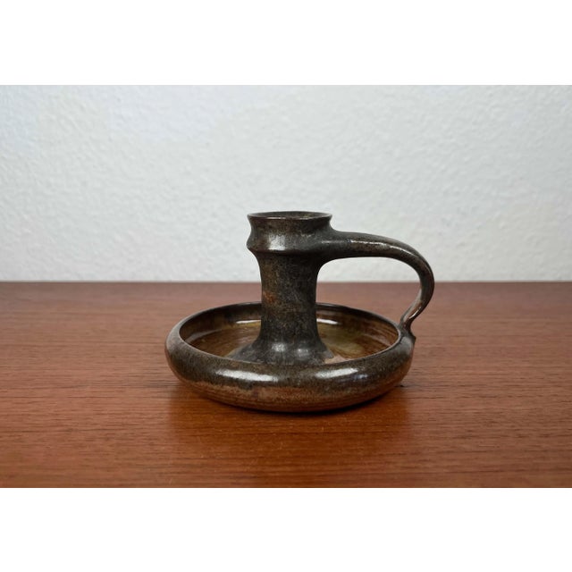 Brown Mid-Century Modern German Studio Pottery Candleholder by Luise Duncker, 1960s For Sale - Image 8 of 18