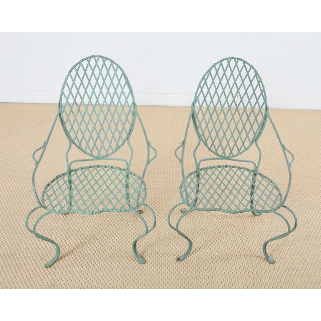 Metal Rose Tarlow Iron Twig Stone Top Garden Dining Table & 4 Chairs, Attributed For Sale - Image 7 of 12