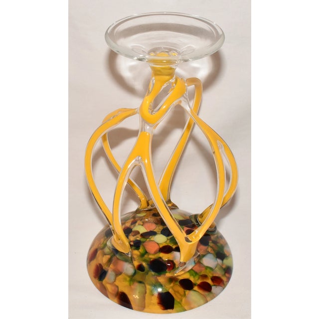 Make a striking statement with this **Vintage Jozefina Krosno Hand-Blown Art Glass Jellyfish Compote**, an exquisite...