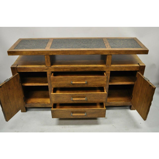 Schnadig Home Collections River Run Oak Sideboard Buffet Granite Top