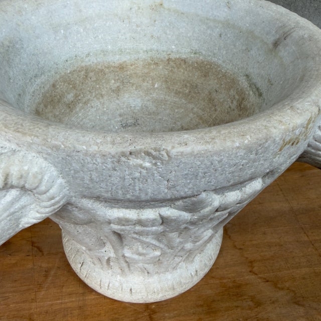 Large Antique White Marble Vase with Carved Ram's Head, 20th Century For Sale - Image 10 of 13