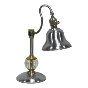 Stainless Steel and Brass Table Lamp, American Mid-Century