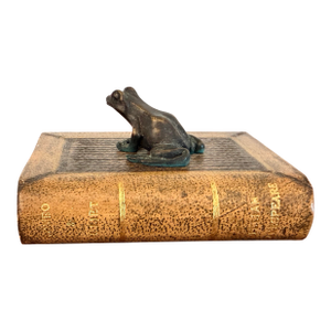 Bronze Frog Paperweight on Faux Antique Book - Romeo and Juliet