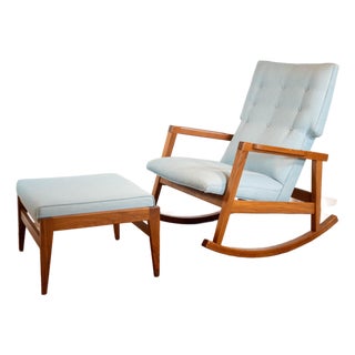 Design Within Reach Risom Rocker and Jens Ottoman, a Set For Sale
