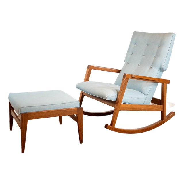 Design Within Reach Risom Rocker and Jens Ottoman, a Set For Sale