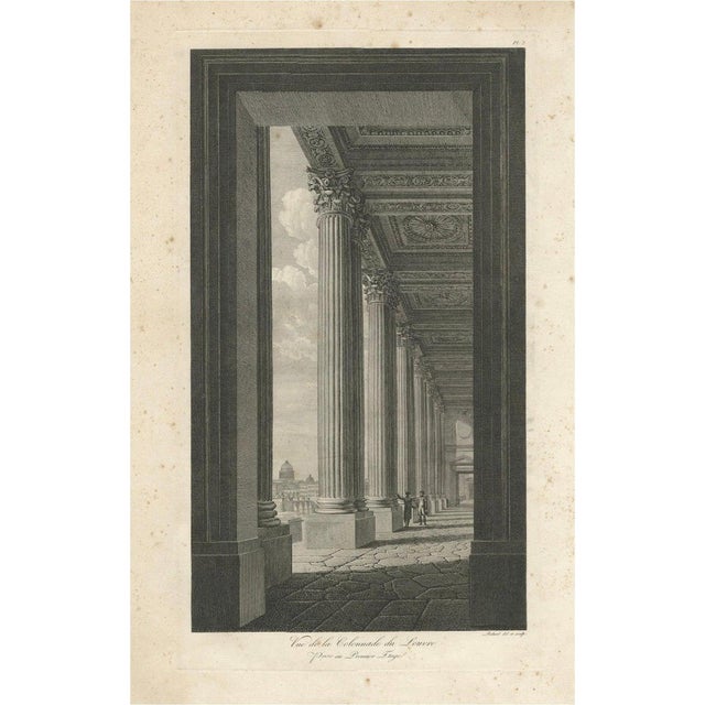 Baltard, View of the Louvre Colonnade, Engraving, 1800 For Sale