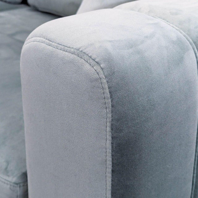 Rove Concepts Modern Light Blue Velvet Sectional Sofa With Ottoman For Sale In San Francisco - Image 6 of 8
