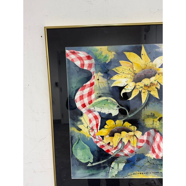 Peggy Clark "Sunflower Twist" Framed Watercolor, Circa 1994 For Sale In San Francisco - Image 6 of 11