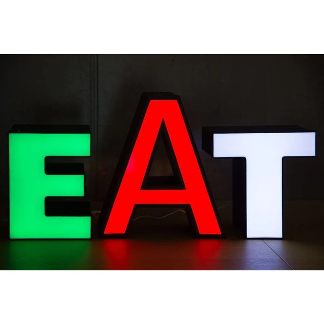 1970s Mid-Century Illuminated Letter Signs, 1970s, Set of 3 For Sale - Image 5 of 6