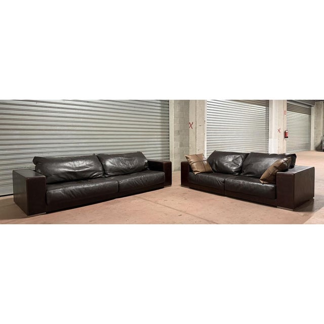 Three and Two-Seater Leather Sofas from Baxter, 1980, Set of 2 For Sale - Image 3 of 14