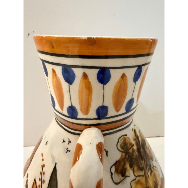 English Vintage Hand-Painted Ceramic Vessels Pair For Sale - Image 3 of 10