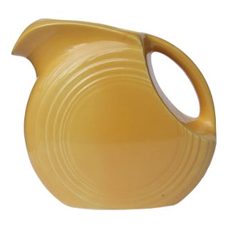 Vintage 1940s Fiestaware Disk Water Pitcher in Yellow For Sale