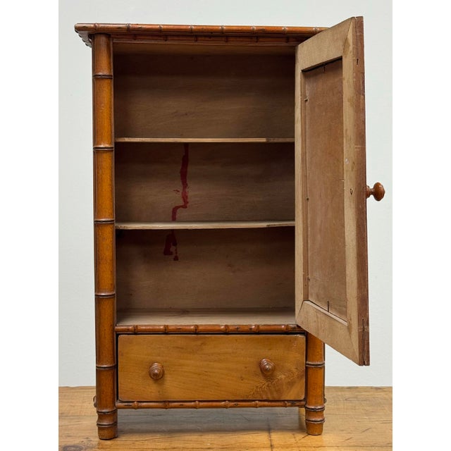 Brown Antique French Faux Bamboo Detail Cabinet Circa 1880s For Sale - Image 8 of 12