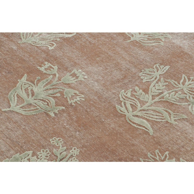 Rug & Kilim Contemporary Block Print Floral Natural Silk Runner by Rug & Kilim, India For Sale - Image 4 of 9