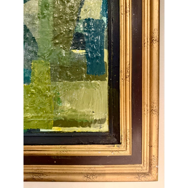 Asparagus Original Oil Cubist Abstract on Canvas in Antique Frame For Sale - Image 8 of 8